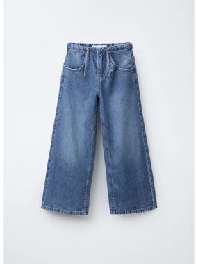 NWT ZARA Girls Wide Leg Jeans with Drawstrings | SIZE 11-12